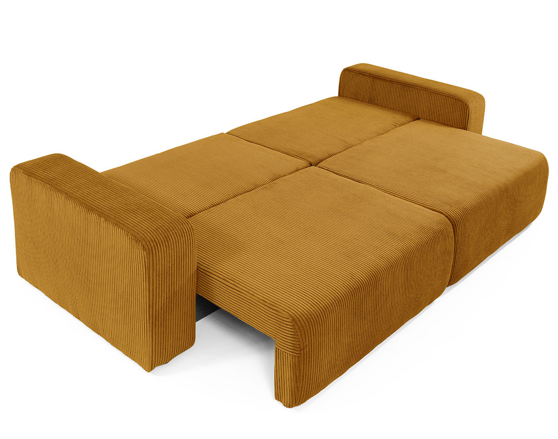 Canapé droit 3 places convertible avec coffre en velours côtelé Artemisa