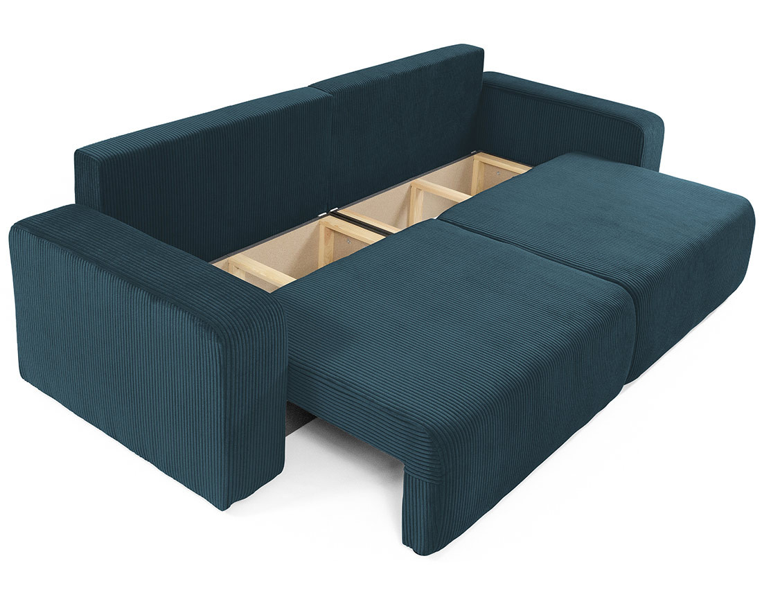 Canapé droit 3 places convertible avec coffre en velours côtelé Artemisa