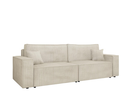 Canapé droit 3 places convertible avec coffre en velours côtelé Cezanne