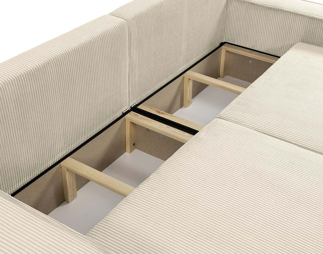 Canapé droit 3 places convertible avec coffre en velours côtelé Cezanne Canapé droit 3 places convertible avec coffre en velours côtelé Cezanne