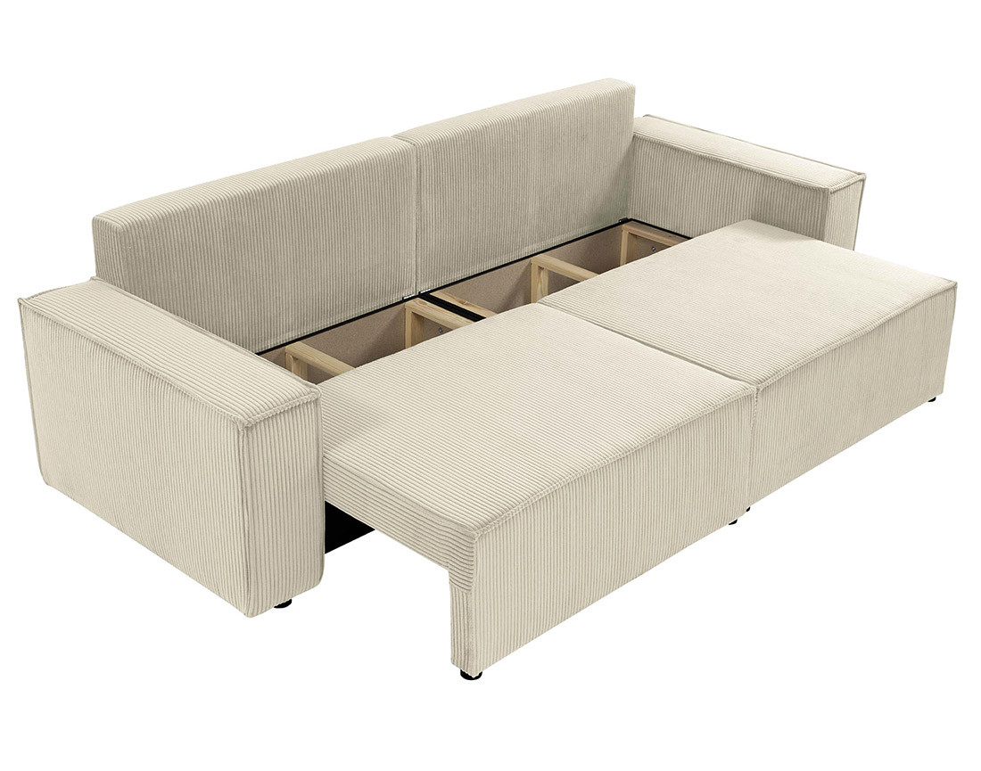 Canapé droit 3 places convertible avec coffre en velours côtelé Cezanne Canapé droit 3 places convertible avec coffre en velours côtelé Cezanne