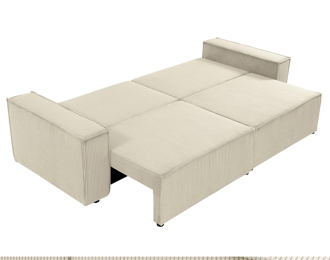 Canapé droit 3 places convertible avec coffre en velours côtelé Cezanne Canapé droit 3 places convertible avec coffre en velours côtelé Cezanne