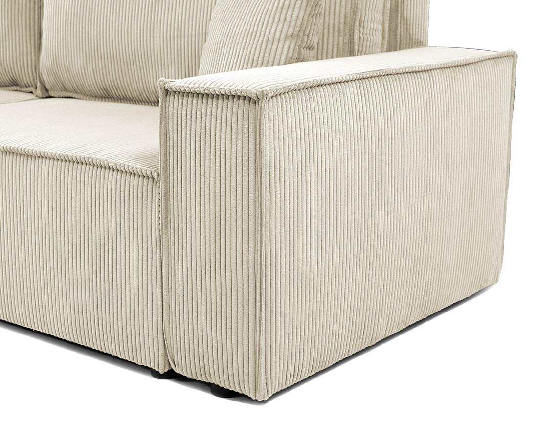 Canapé droit 3 places convertible avec coffre en velours côtelé Cezanne Canapé droit 3 places convertible avec coffre en velours côtelé Cezanne