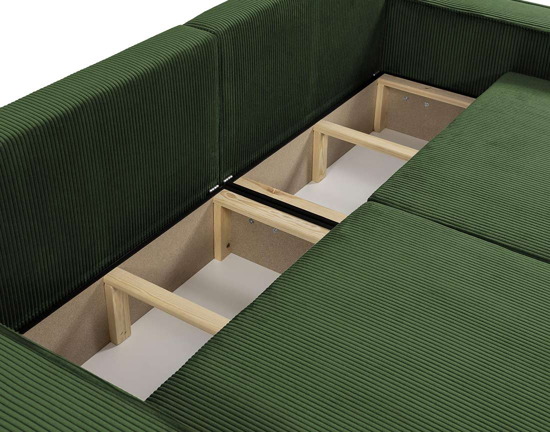 Canapé droit 3 places convertible avec coffre en velours côtelé Cezanne