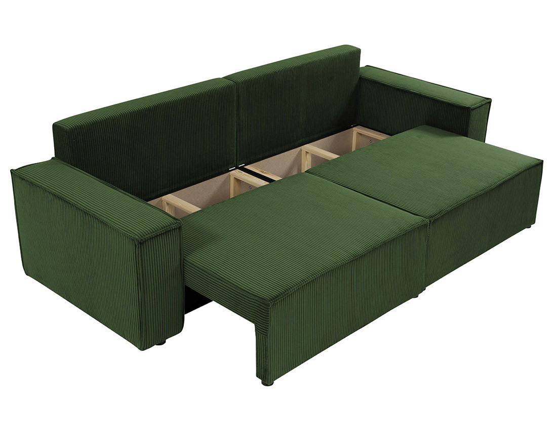 Canapé droit 3 places convertible avec coffre en velours côtelé Cezanne