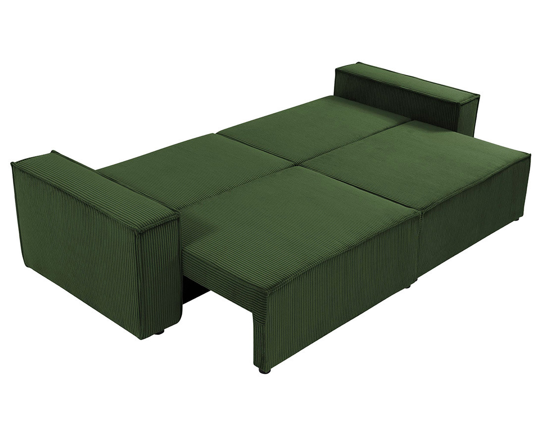 Canapé droit 3 places convertible avec coffre en velours côtelé Cezanne