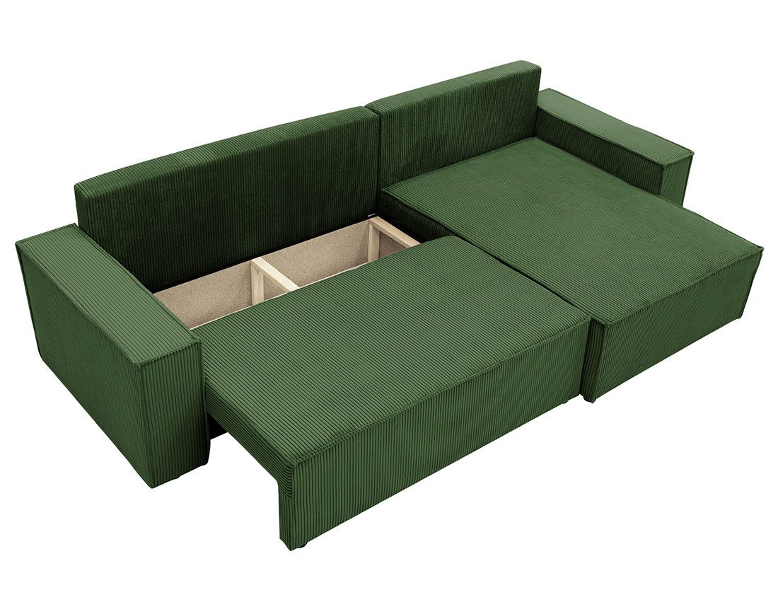 Canapé d'angle réversible 5 places convertible avec coffre en velours côtelé Cezanne