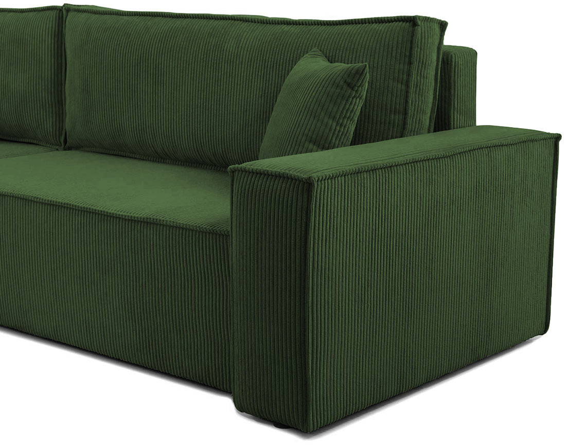 Canapé d'angle réversible 5 places convertible avec coffre en velours côtelé Cezanne