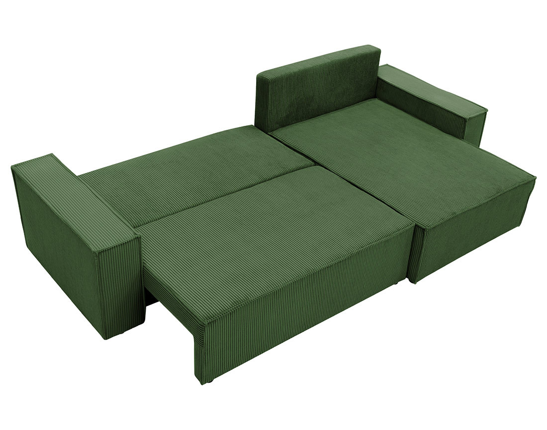 Canapé d'angle réversible 5 places convertible avec coffre en velours côtelé Cezanne