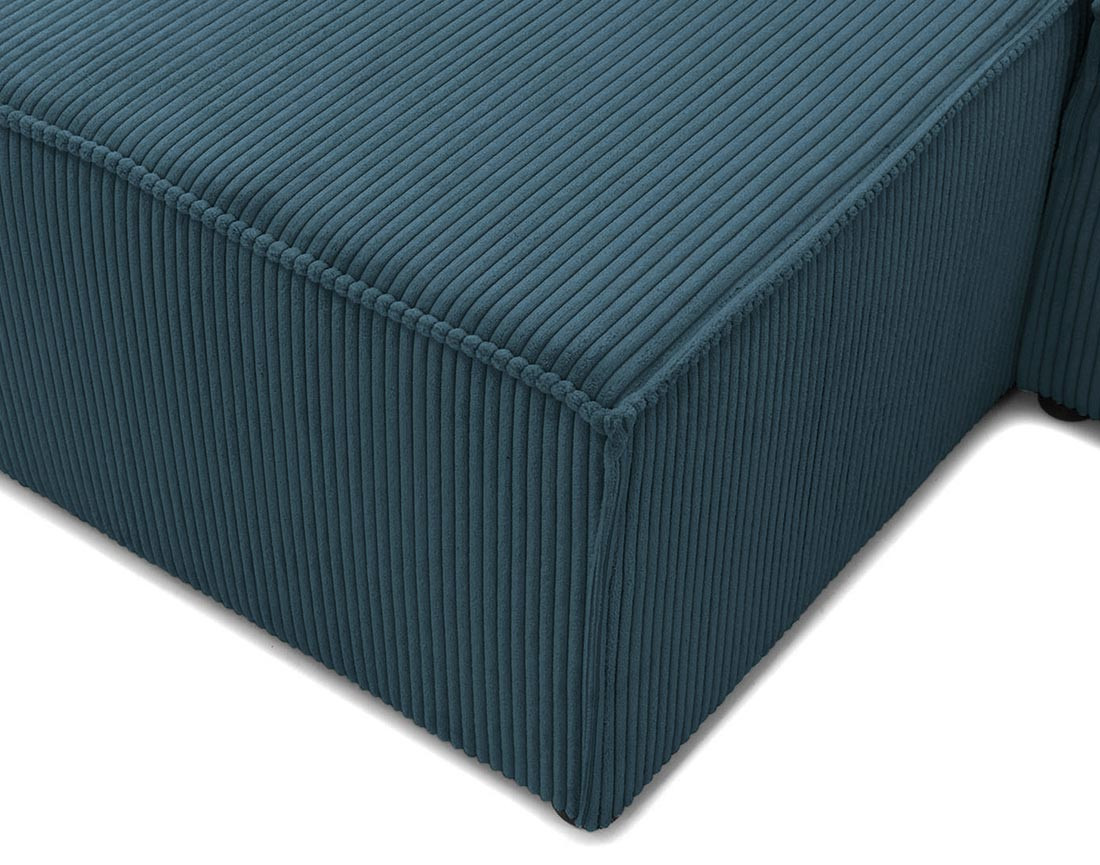 Canapé d'angle réversible 5 places convertible avec coffre en velours côtelé Cezanne