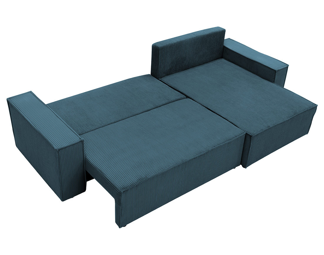 Canapé d'angle réversible 5 places convertible avec coffre en velours côtelé Cezanne