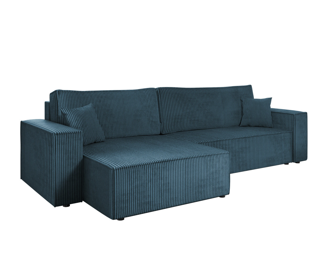 Canapé d'angle réversible 5 places convertible avec coffre en velours côtelé Cezanne