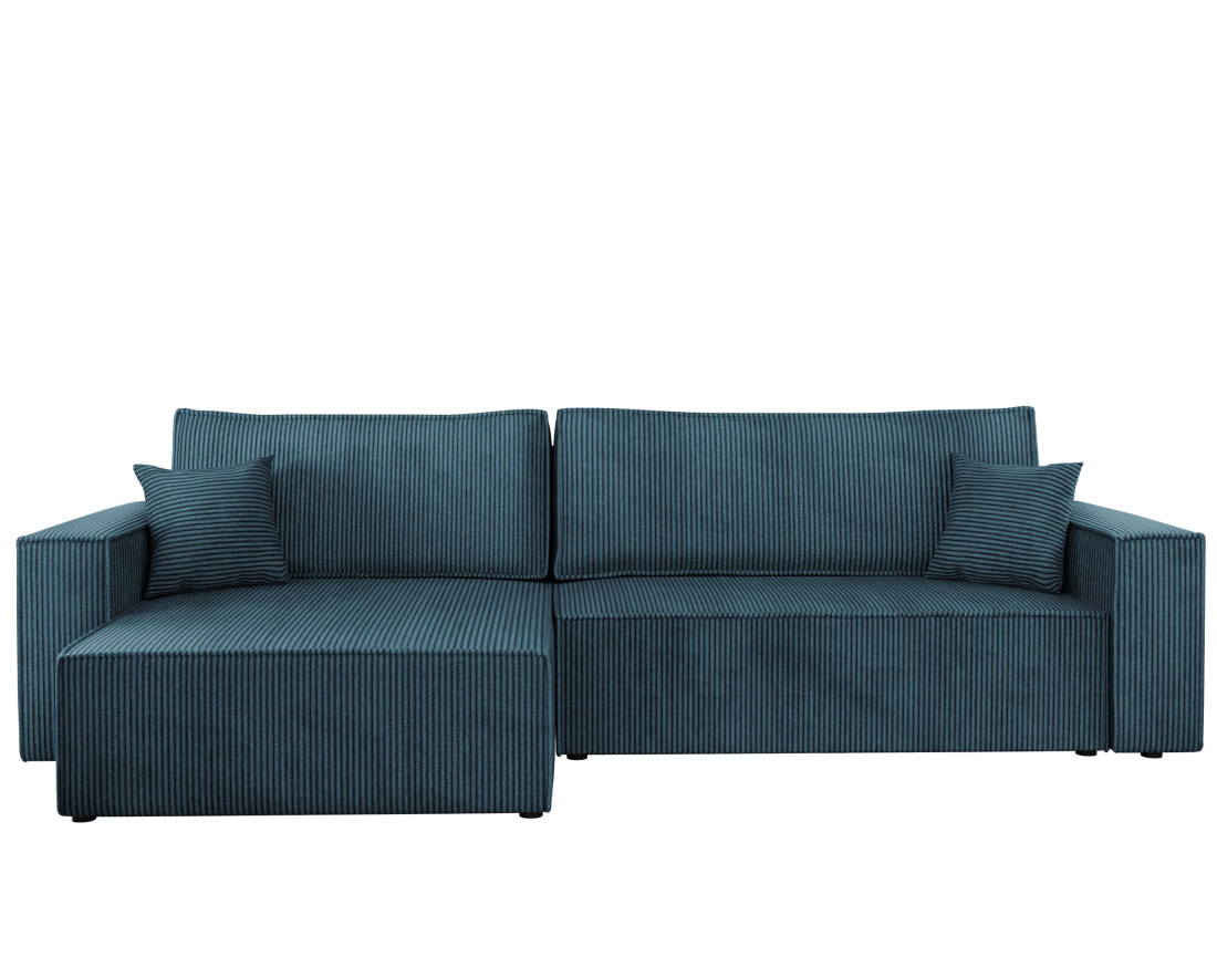 Canapé d'angle réversible 5 places convertible avec coffre en velours côtelé Cezanne