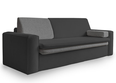 Canapé droit 3 places convertible avec coffre en tissu et tissu texturé Wilson