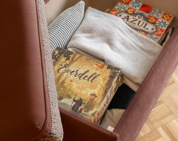 Pouf avec coffre en tissu...