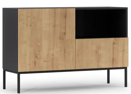 Buffet bas bois et noir 120 cm Felicia