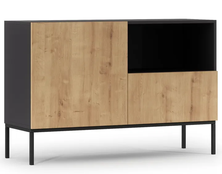 Buffet bas bois et noir 120 cm Felicia