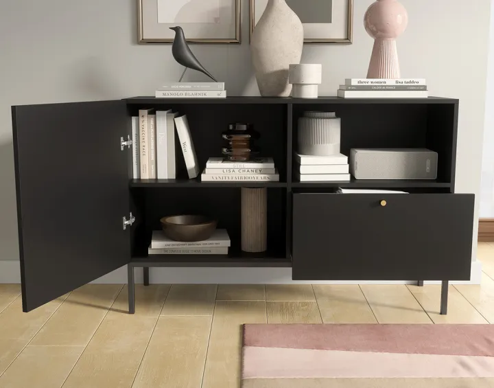 Buffet bas noir 120 cm Felicia