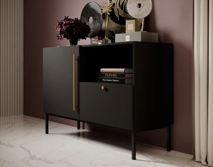 Buffet bas noir 1 porte, 1...