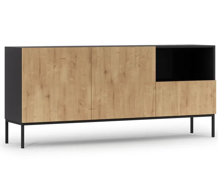 Buffet bas bois et noir 180 cm Felicia