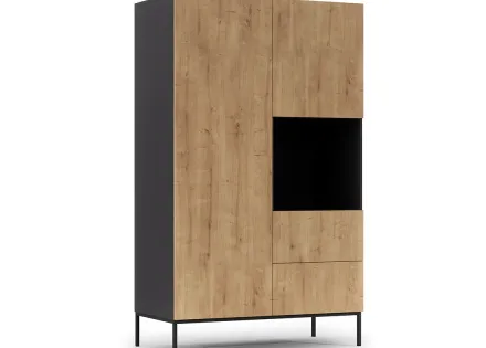 Armoire bois et noir 120x200 cm Felicia