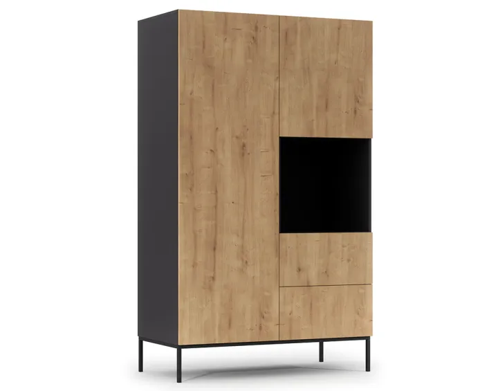 Armoire bois et noir 120x200 cm Felicia