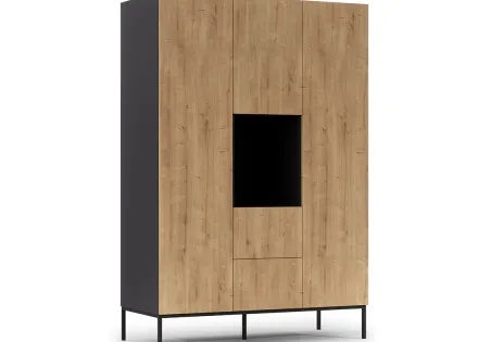 Armoire bois et noir 135x200 cm Felicia