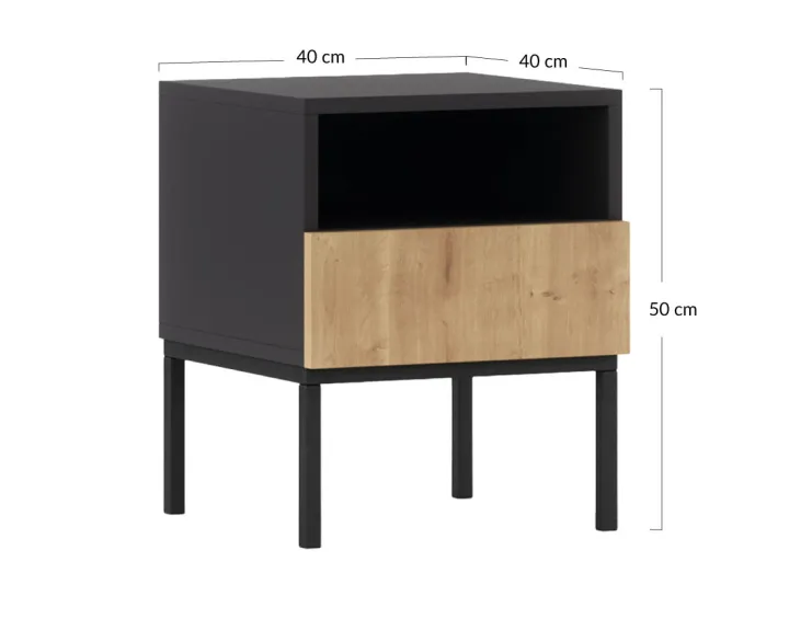 Table de chevet bois et noir 40 cm Felicia