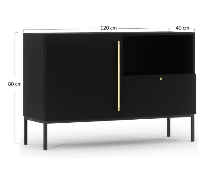 Buffet bas noir 120 cm Felicia