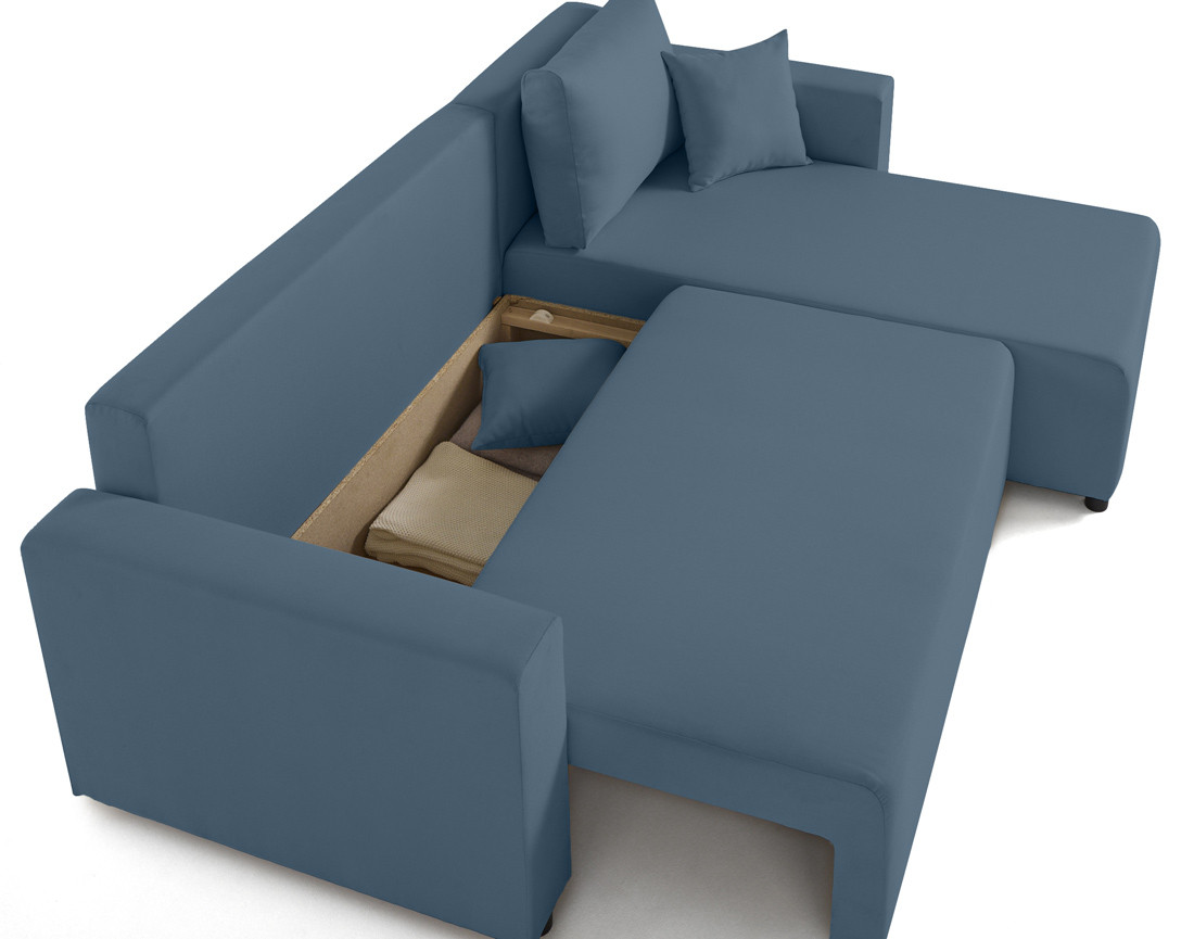 Canapé d'angle réversible 4 places convertible avec coffre en tissu Regala