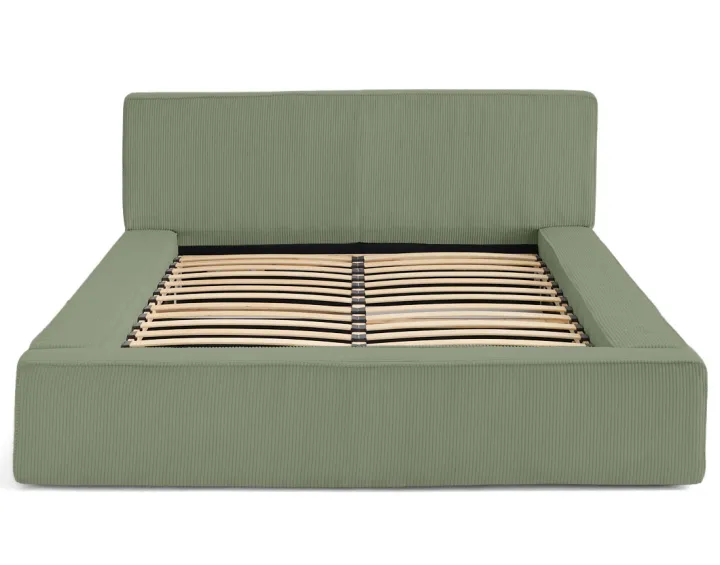 Lit coffre 160x200 cm sommier inclus velours côtelé Topaze