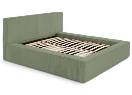 Lit coffre 160x200 cm sommier inclus velours côtelé Topaze