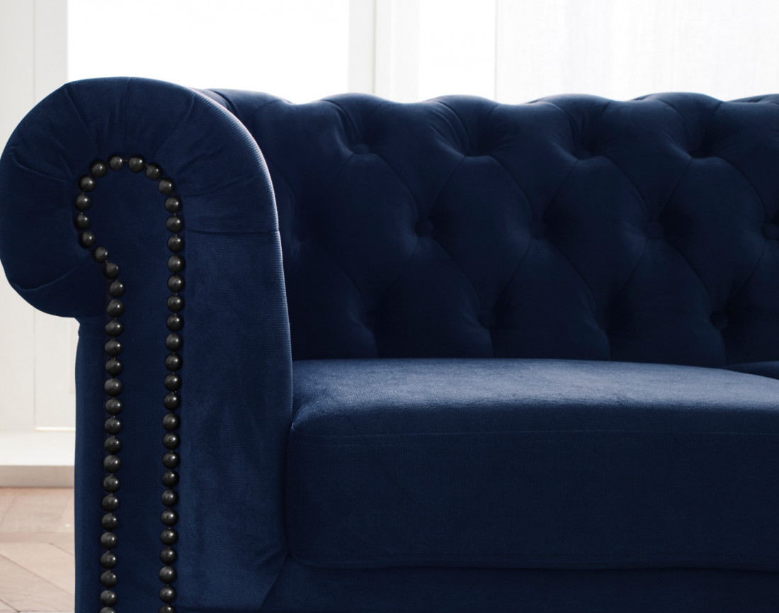 Canapé Chesterfield d'angle réversible 5 places en velours William