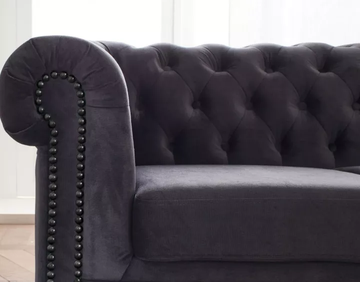 Canapé Chesterfield d'angle réversible 5 places en velours William