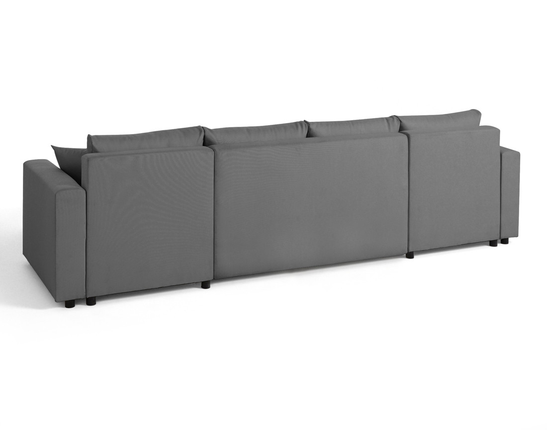 Canapé panoramique 7 places convertible avec coffre en tissu Regala