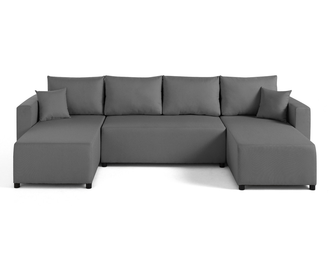 Canapé panoramique 7 places convertible avec coffre en tissu Regala