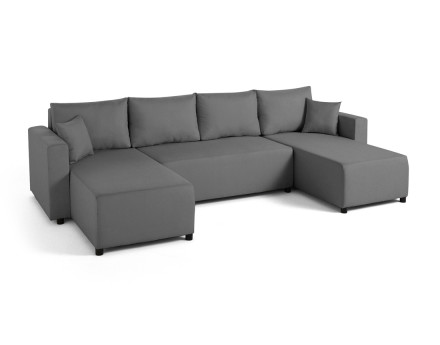 Canapé panoramique 7 places convertible avec coffre en tissu Regala