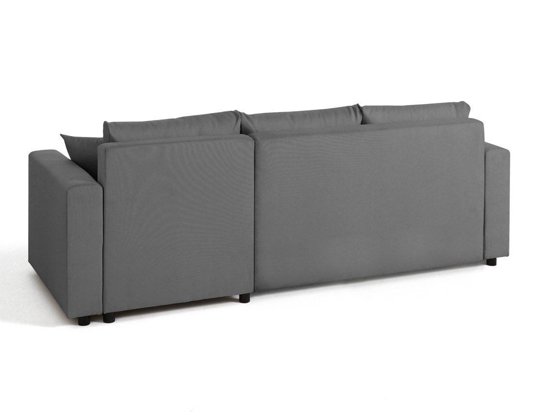 Canapé d'angle réversible 4 places convertible avec coffre en tissu Regala