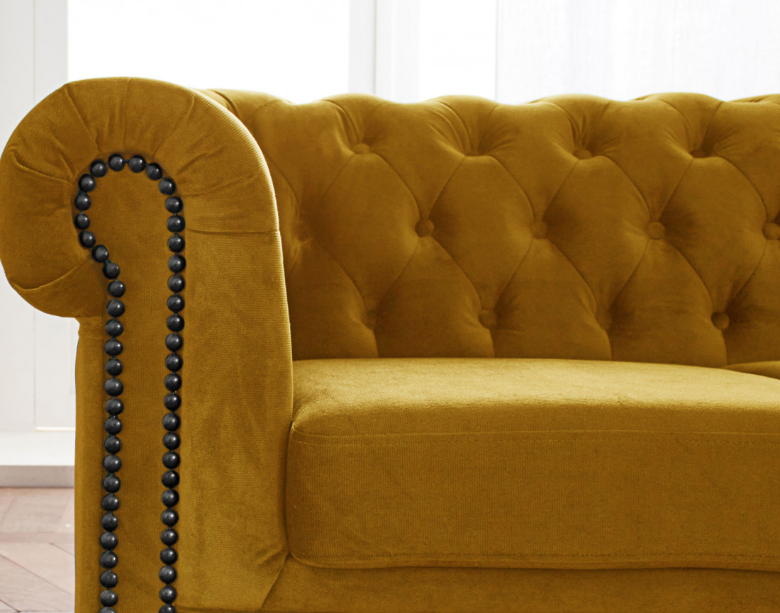 Canapé Chesterfield d'angle réversible 5 places en velours William