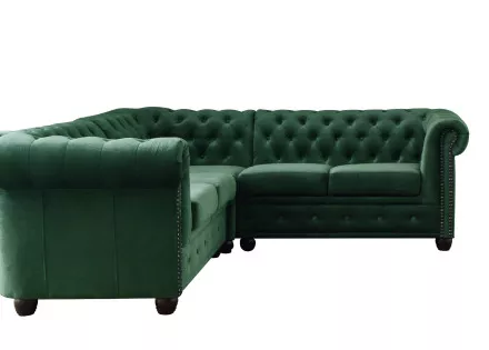 Canapé Chesterfield d'angle réversible 5 places en velours William