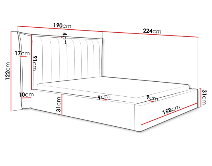 Lit coffre 140x200 cm en velours Esmee