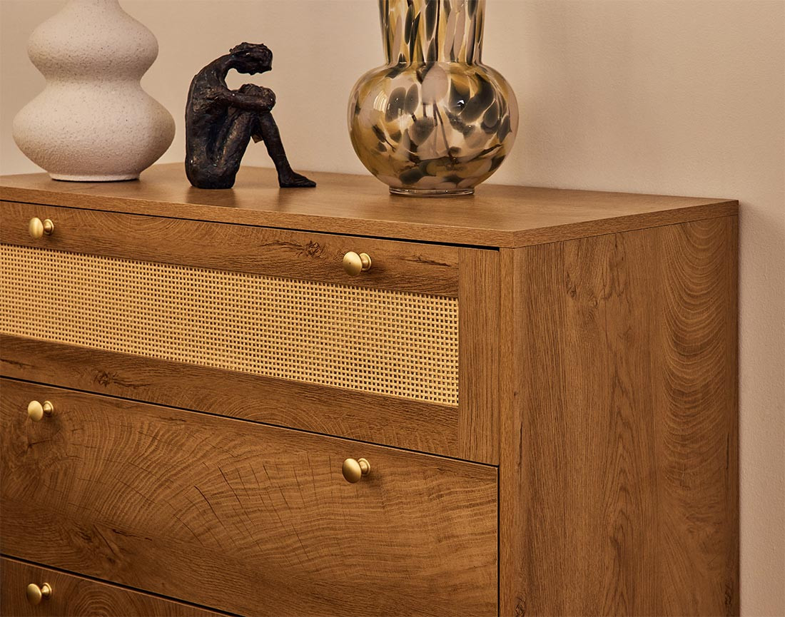 Commode bois et cannage 80 cm Goto