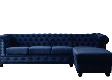 Canapé Chesterfield d'angle droit 4 places en velours William