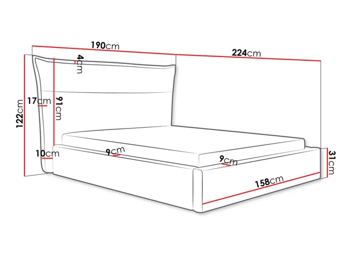 Lit coffre 140x200 cm en velours sommier inclus Emy