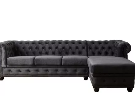 Canapé Chesterfield d'angle droit 4 places en velours William