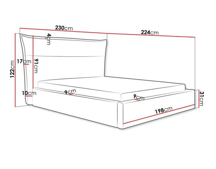 Lit coffre 180x200 cm en velours sommier inclus Emy