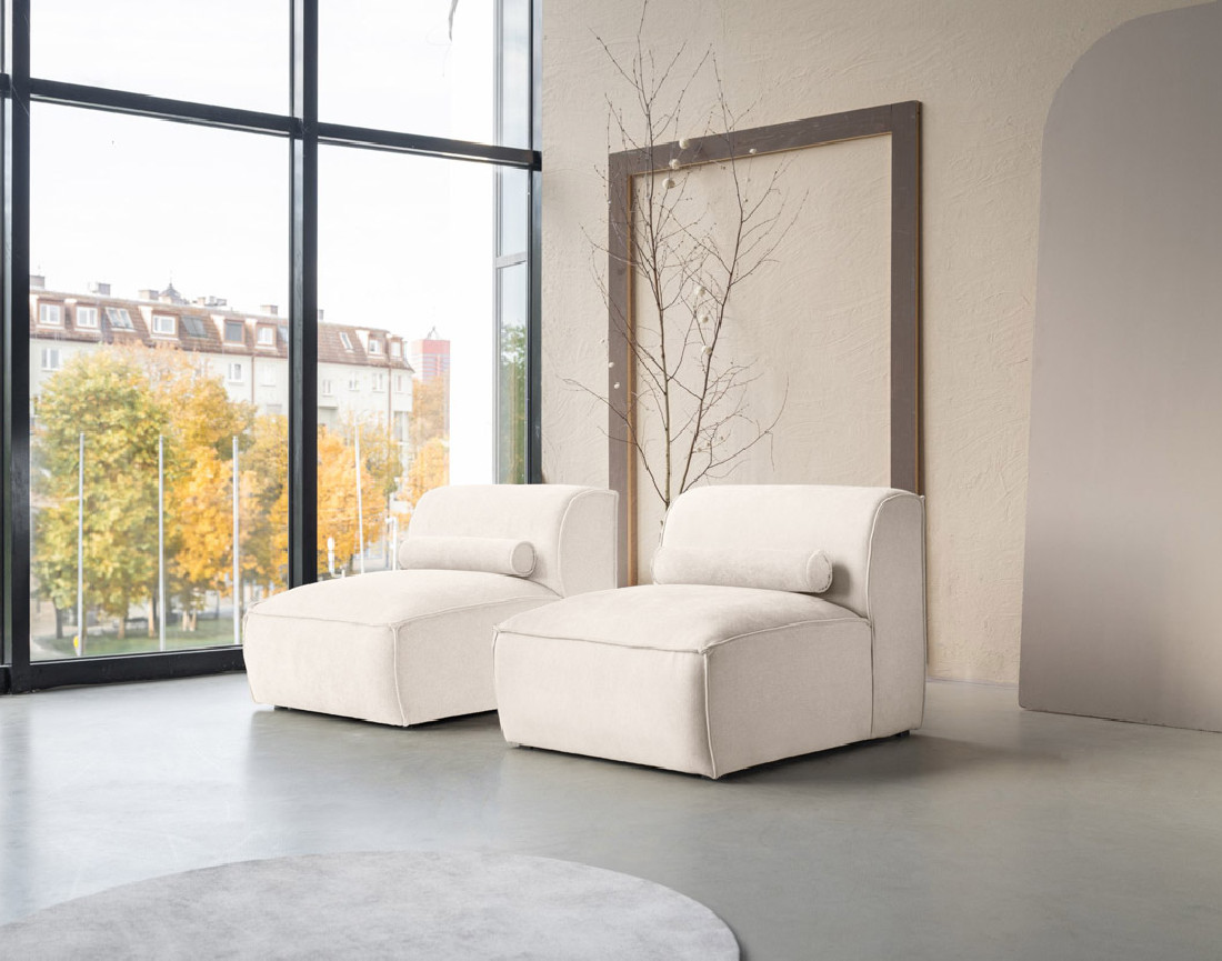 Canapé modulable 2 places en tissu texturé Felix