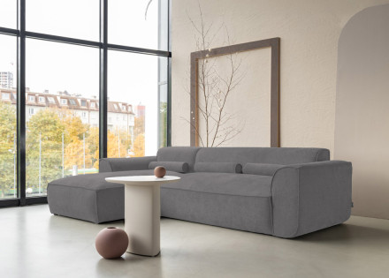 Canapé modulable d'angle gauche 4 places en tissu texturé Felix