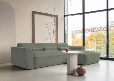 Canapé modulable d'angle droit 4 places en tissu texturé Felix