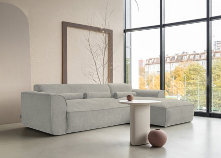 Canapé modulable d'angle droit 4 places en tissu texturé Felix